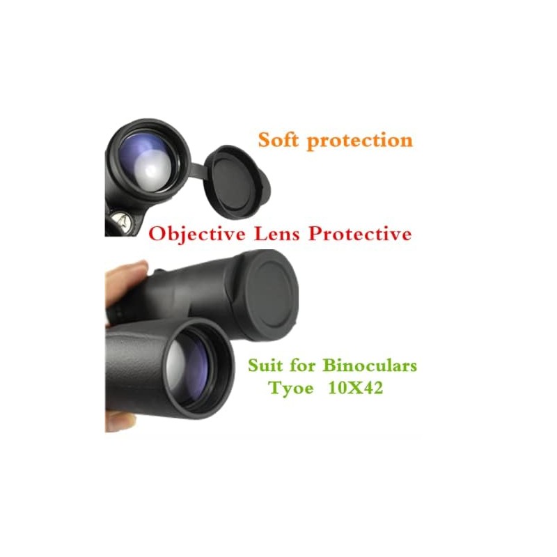 10x42 Rubber Lens Caps for Binoculars + Rainguard,Objective Optics Protection