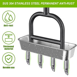 Dolibest Lawn Coring Aerator, Manual Lawn Aerator,4 Stainless Steel Corer Plug Aerator with Soil Core Storage Tray, Pre-Assembled Manual Grass Aerating Tool & Clean Hand Tool, Improving Lawn Health