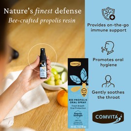 Comvita Bee Propolis Throat Spray - Natural Immune Support, Soothing Mint Flavor with New Zealand UMF 10+ Manuka Honey, Antioxidant, Dietary Supplement - 0.7 fl oz, Pack of 2