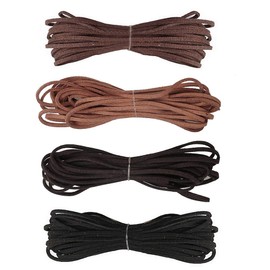 nuoshen 4 pcs Leather Cord,Leather Necklace Cord Lace Leather Strip for Bracelet Necklace DIY