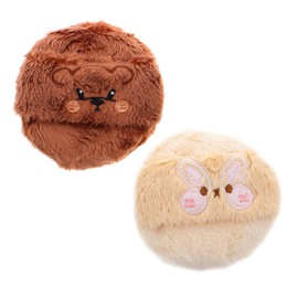 TOVINANNA 2pcs Fluffy Makeup Powder Puff Long Plush Body Powder Puff Cartoon Design Gentle for 's Skin