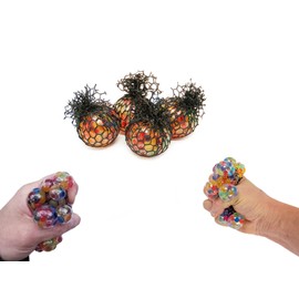 jameitop® 4er Set Stressbälle in Regenbogenfarben – Anti-Stress Bälle mit Netz für Erwachsene & Kinder, Ø 6 cm – Ideal zur Stressreduktion, Konzentration & Entspannung Quetschball