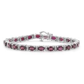 JEWELEXCESS Garnet Bracelet for Women – Genuine, Single-Row Red Garnet Jewelry – 925 Sterling Silver Bracelets – Birthstone Bracelet Sterling Silver Jewelry Gifts for Women