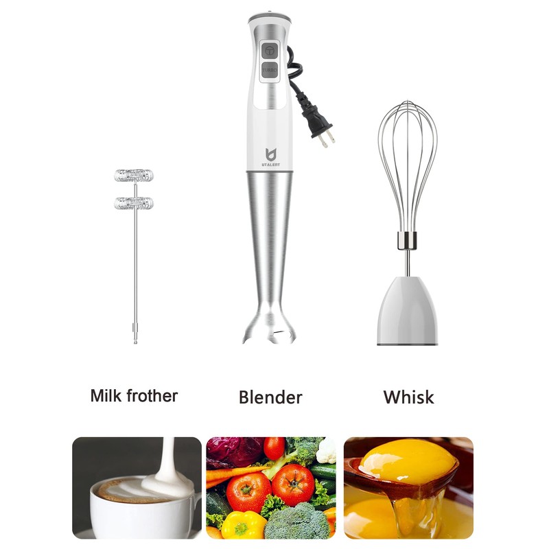 Immersion Hand Blender, UTALENT 3-in-1 8-Speed Stick Blender with Milk