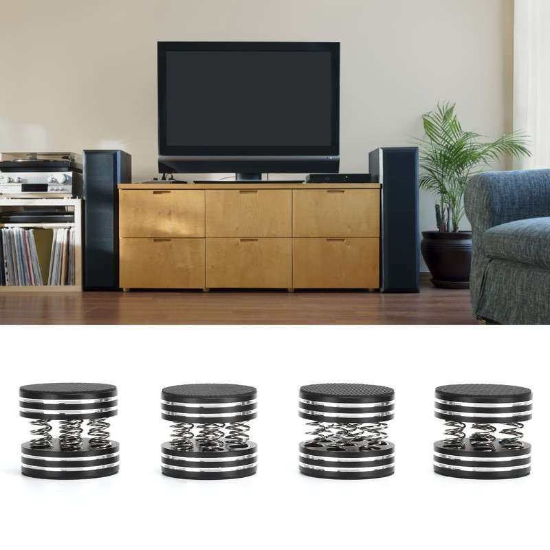 4PCS Spring Speaker Spikes Sound Dampening Feet for HiFi Amplifier/Speaker/Turntable/PlayerBlack