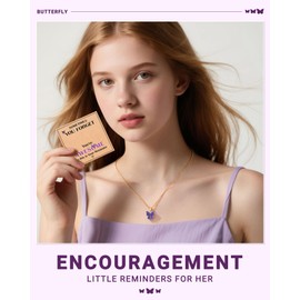 UNGENT THEM Inspirational Purple Butterfly Gifts for Women Birthday Friends Engagement Gifts for Her Teen Girls Necklace Jewelry Trendy Stuff Christmas Stocking Stuffers