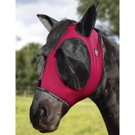 Harrison Howard Horse Fly Mask with Forelock Opening Stretch Breathable and Comfortable for Horses UV -Protection Burgundy L