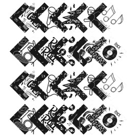 Soimoi Rock Music Print Precut 5-inch Cotton Fabric Quilting Squares Charm Pack DIY Patchwork Sewing Craft- White & Black