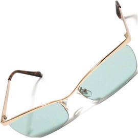 FashionBerry Men's Ikatsume Sunglasses, Thin Frame, Metal, Isolate, Oraora-style, Artisans, Gaten-style, Choiwar, Gentle on the Eyes, gold × light green