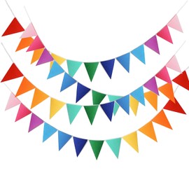 Alainzeo 48pcs Rainbow Pennant Banner, Triangle Bunting Flag Banners for Birthday Party Decoration, Baby Shower, Classroom Decor, Reusable Triangle Flags Bunting, Colorful