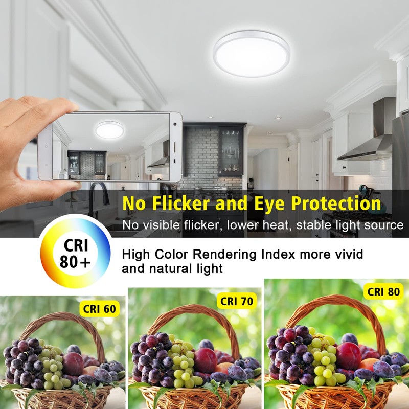 Smanu Dimmable LED Ceiling Light Panel with Remote Control,24W 2200LM,3000K-6000K,Night