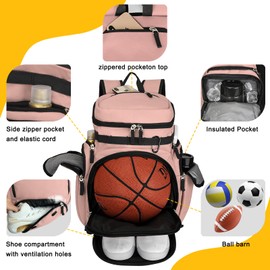 Goloni Basketball Backpack,Sports Backpack with Ball Compartment & Shoe Compartment,Basketball Bag for Men Women
