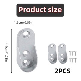 2 Pcs Wardrobe Rail Support,3 Hole 15mm Wide Nickel Plated Silver wardrobe Rail Bracket,Oval Support Brackets with Screws,Metal End Supports Wardrobe Rail Brackets,Easy Install,for Hanging Clothes
