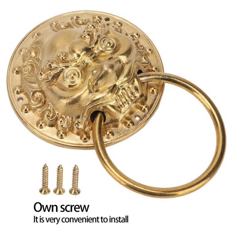 Door Knocker Chinese Style Animal Head Style Modelled Antique Brass