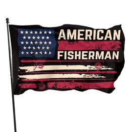 American Fisherman Flag 3x5 Ft Fishing Flag with 2 Brass Grommets Large Banner Yard Outdoor Flag For Lawn Patio Yard Garden Home Outdoor Decor Fade Resistant Banner