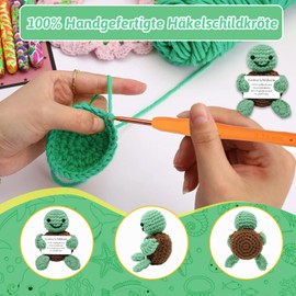 Audasi Pack of 2 Funny Positive Turtle Gifts, Emotional Support Tortoise Mini Hand Knitted Critters Animal Cute Stuff Turtle Desk Decor Inspirational Gifts German