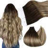 Ugeat Extensiones Cabello Real 50gr 14in Balayage Marrón A Blanque