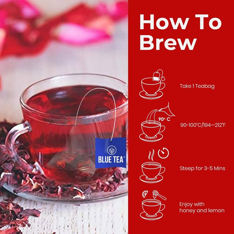 BLUE TEA - Hibiscus Mint Herbal Tea - 36 Tea