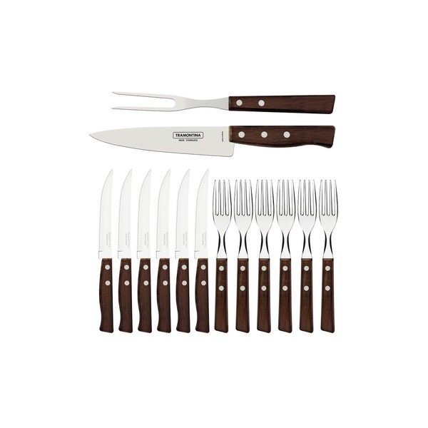 Tramontina 22299/011 Steak Cutlery Set 14 Pieces with Natural Wood