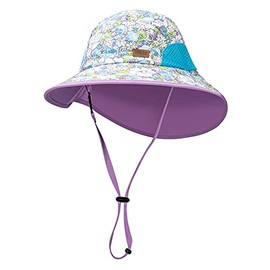 AIWUHE Sun Hat Baby Children UV 50+ Summer Hat Girls Peaked Cap Boys with Neck Protection, purple