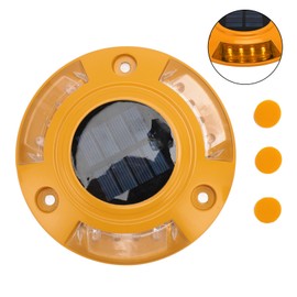 Solar Road Stud Light IP68 Waterproof Automatic Aluminum Alloy LED Dock Lamp for Ground Deck Pathway 1.8W 6V Yellow Lamp