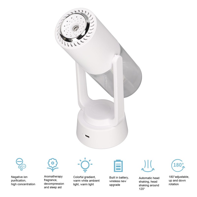 Mini Humidifier Negative Ion Purification 40mL/H Spray Volume Automatic Rotation