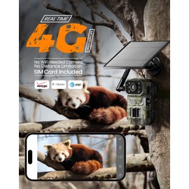 NOXOWL 4G LTE Cellular Trail Camera, 2K Live Streaming Solar Trail Cameras with Motion Sensor, Night Vision, GPS, Game Camera with 0.03s Trigger, IP66 Waterproof, Built-in 32GB Card