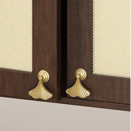 Vintage Brass Fish Knobs - Mysterious Oriental Aesthetic Furniture Drawer pulls Kitchen Cabinet Pull knobs, Cupboard, Chest, Drawer Handles (Ginkgo Leaf)