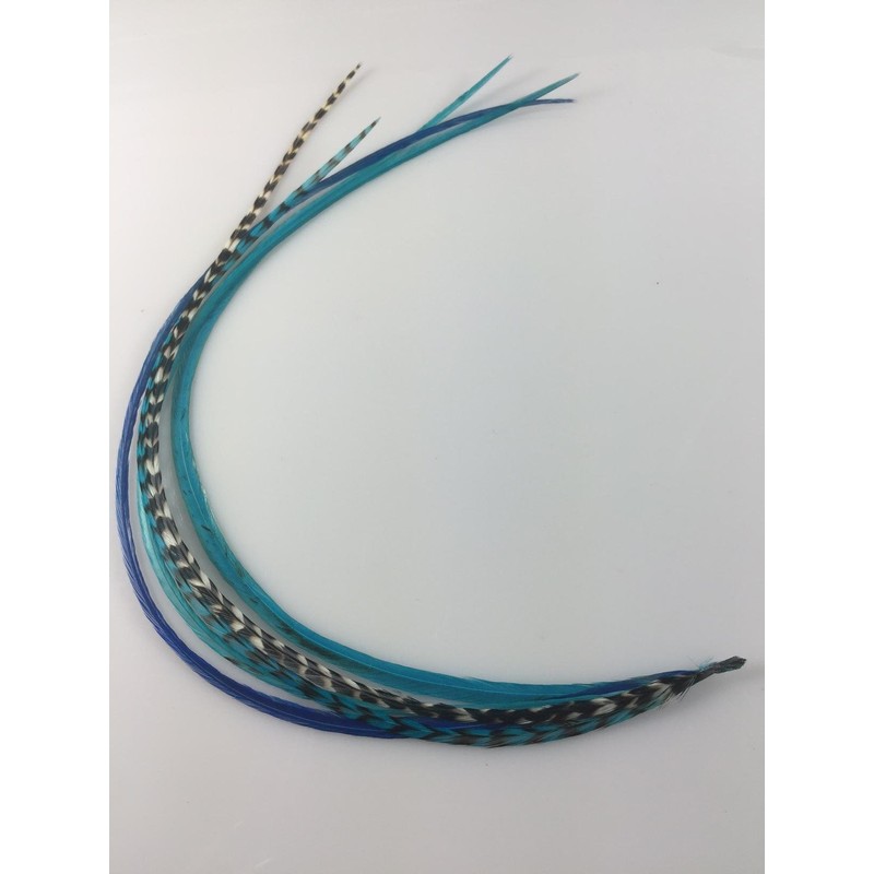 5 Feathers In Total 7"-10" in Length Ocean Blue Feathers