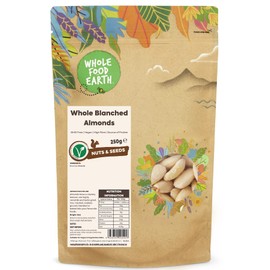 Wholefood Earth Whole Blanched Almonds 250 g | GMO Free | High Fibre | Source of Protein