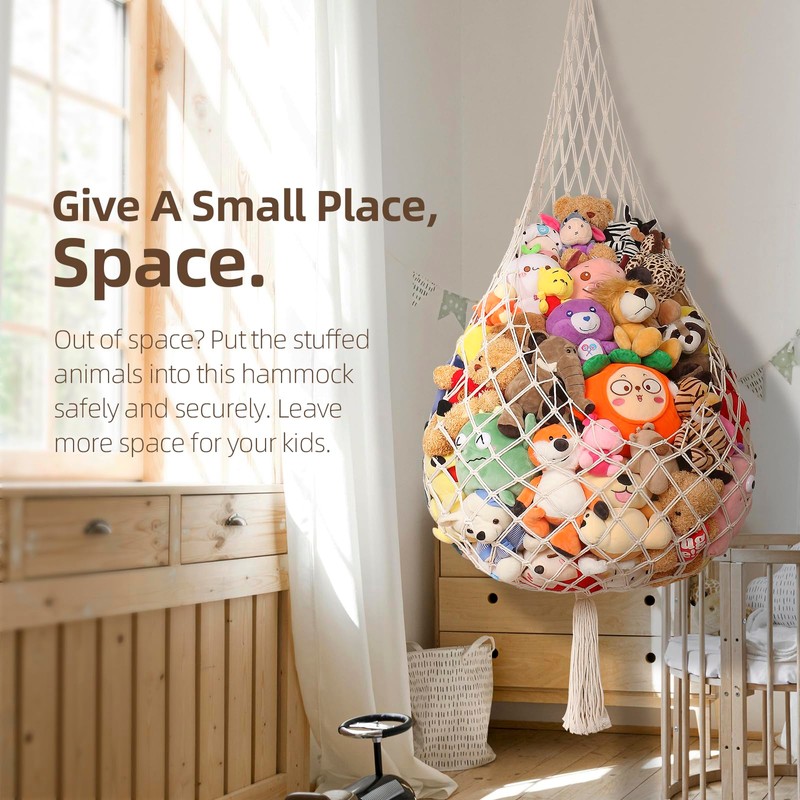 Stuffed Animal Storage Hammock for Ceiling, Stuffed Animal Holder Net