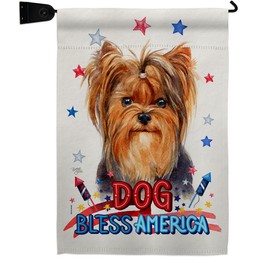 Breeze Decor Patriotic Yorkie Garden Flag Set Mailbox Hanger Dog Puppy Spoiled Paw Canine Fur Pet Nature Farm Animal Creature House Banner Small Yard Gift Double-Sided, Made in USA