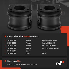 A-Premium 2 x Rear To Frame Sway Bar Bushing Kit, Compatible with Toyota Camry 2018-2022, Avalon 2020-2022