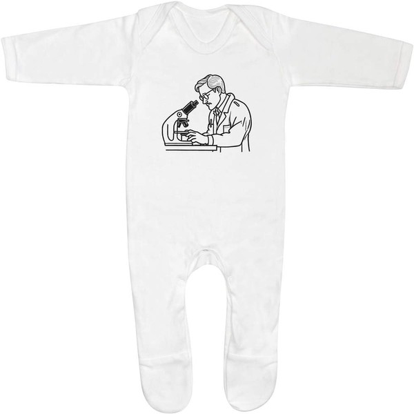 Azeeda 6-12 Month 'Scientist Examining a Microscope Slide' Baby Romper