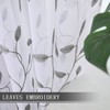 Tollpiz Leaves Sheer Tier Curtain Grey Leaf Embroidery Kitchen Half