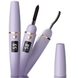 EYECURL Heated Eyelash Curler, Heated Lash Curler Intelligent Power Off, Quick Heating 24Hrs Long Lasting Electric Heated Eyelash Curlers for Natural Makeup (Crystal Purple/Champagne Gold, 132MM-X8)