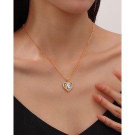 Lakubibo 2CT Moissanite Heart Pendant Necklaces for Wife,Moissanite Necklace Engraved with 'I LOVE YOU,18K Yellow Gold Plated S925 Silver Jewelry Anniversary Christmas Gifts for Girlfriend Wife Mom