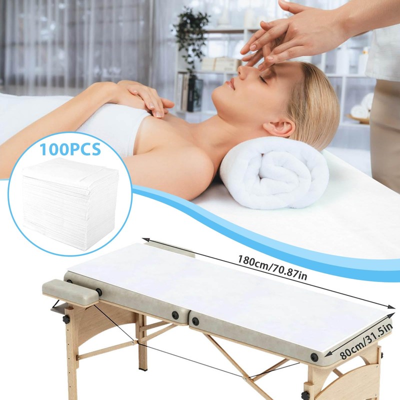 Disposable Bed Sheets, 100pcs Massage Spa Sheets, Soft Non-Woven Fabric