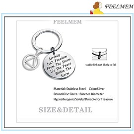 AA Recovery Serenity Prayer Keychain Sobriety Gift Serenity Peace Within The Storm Keyring with Alcoholics Anonymous AA Symbol Charm New Beginnings Jewelry for Men Women
