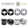 Beautidots 6 Pairs Stainless Steel Ear Gauges CZ Diamond Plugs