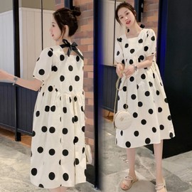 Imported Maternity Summer Short-Sleeve Loose Plus Size Dress for Pregnant Women a66 Size 4XL/Apricot [Quality Edition] 3ea