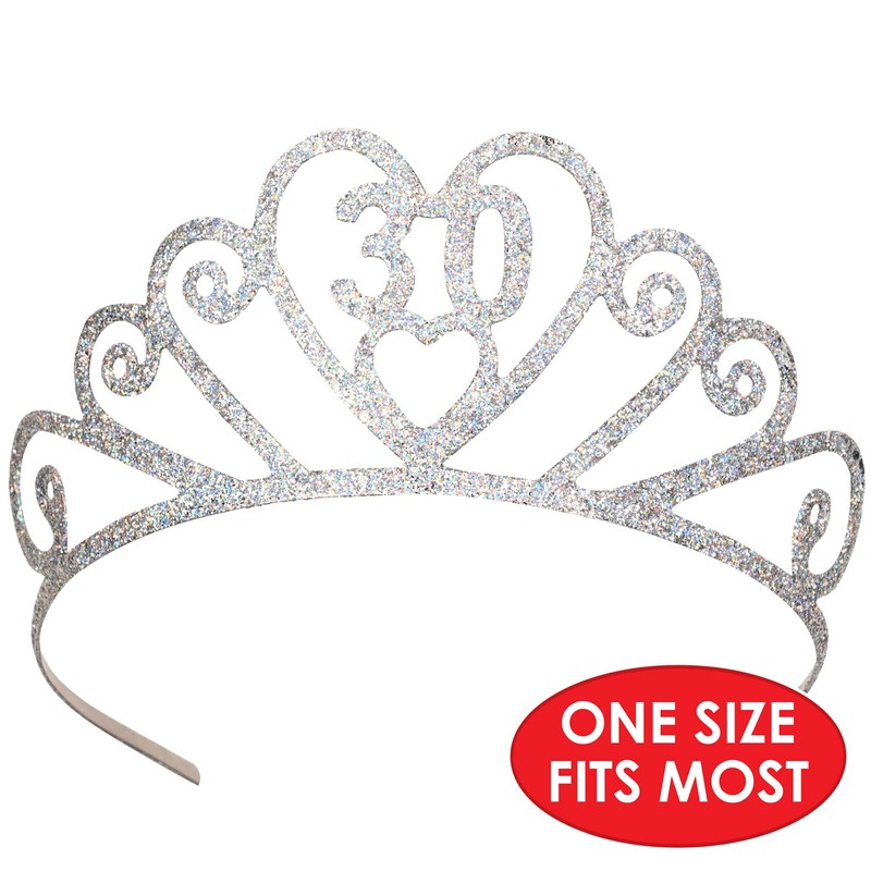 Glittered 30 Tiara Party Accessory (1 count) (1/Pkg)