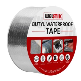 WELSTIK Aluminum Foil Butyl Tape, Waterproof Silver Aluminum Tape for Roof and Leak Repair, for RV Repair, Window, Glass, Silicone, & EDPM Patching, and Pipe Sealing, 2 inch x 33 feet