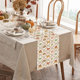 Baccessor Fall Pumpkin Bow Maple Leaf Table Runner Farmhouse 13x36 Inch