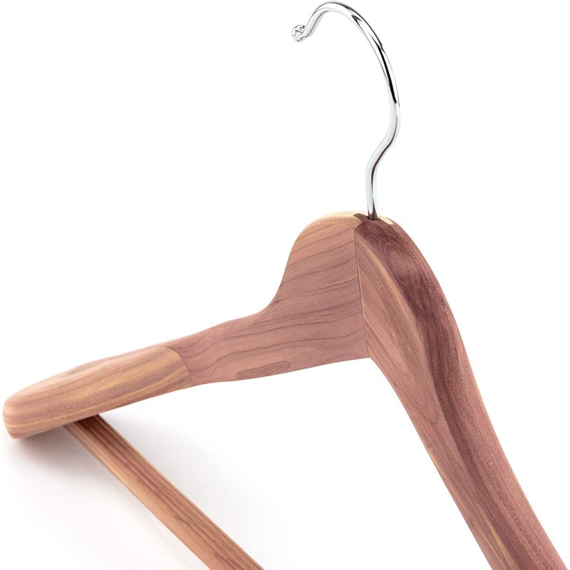 HANGERWORLD 5 Cedar Wood 17.7inch Suit Hangers with Broad Shoulders