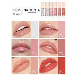BANGFENG Juego de 6 piezas de aceite labial ligero, set de brillo labial, kit de aceite de brillo labial hidratante y nutritivo, acabado de alto brill