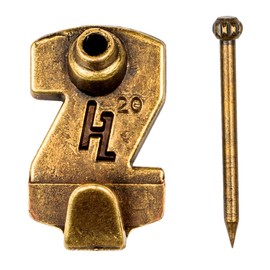 HangZ 30002 Gallery Picture Hooks, 20lb, Antique Brass, 4-Pack