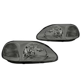 PM PERFORMOTOR Smoked Housing Clear Corner Factory OE Style Headlight Replacement Compatible With 96-98 Honda Civic, PMHL-HCIV-9698-OH-SC