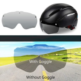 Shinmax Bike Helmet for Men Women, Bicycle Helmet with Detachable Magnetic Goggles & Portable Bag Adjustable for Adult Road Biking Mountain Cycling Helmet (BC-001)