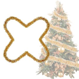 Tinsel Christmas Tree Gold & White 4 x 3 m Garland Christmas Tinsel Diameter 9 cm, Shiny Christmas Garlands Fir Garland Christmas Tree Decoration Gold Christmas Decoration Garland